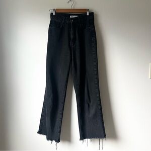 zara high rise slightly cropped black denim 2